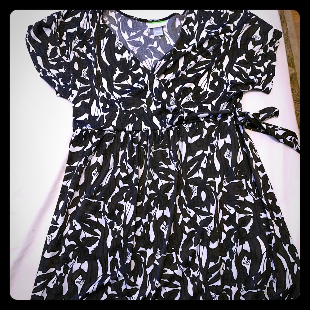 Grey and white floral spandex dress